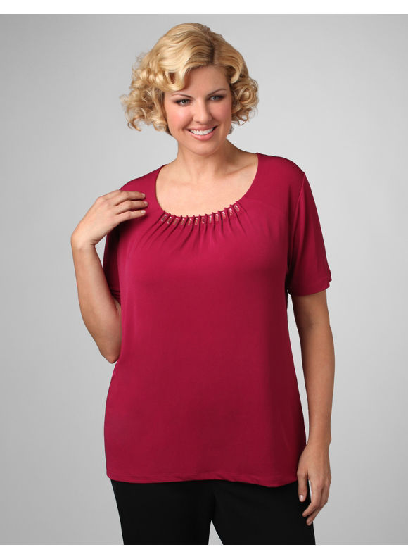 Catherines Women's Plus Size/Pink Sapphire A Gem of a Tee - Size 1X