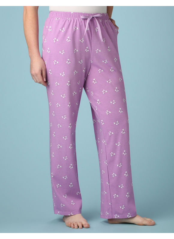 Catherines Womens Plus SizeAfrican Violet Demure Bows Knit Pajama Pants 
