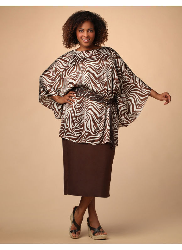 Catherines Womens Plus SizeAnimal Print Animal Allure Belted Satin Tunic 