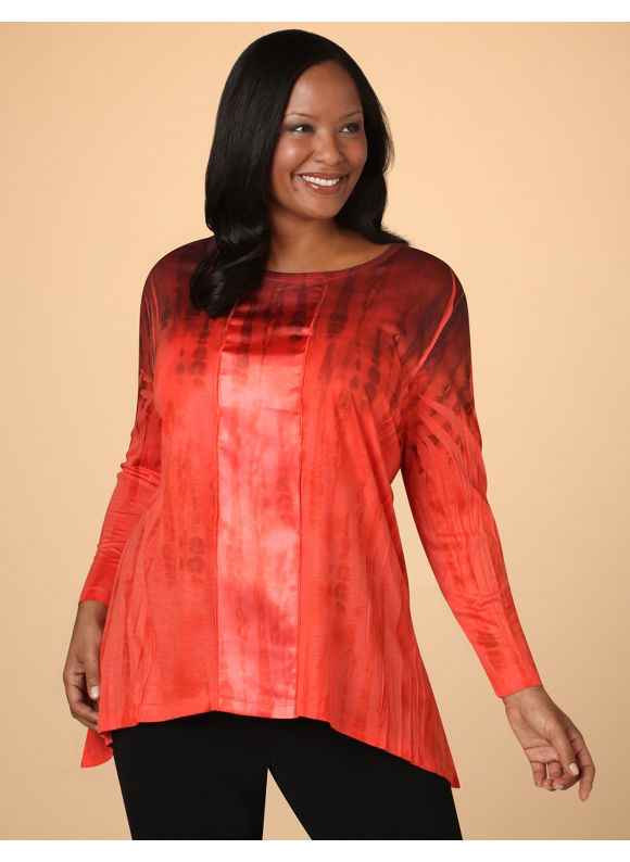 Catherines Womens Plus SizeAztec Blue Satin Strip Top  Size 1X2X3X0X