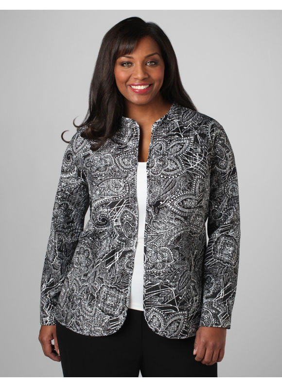 Catherines Women's Plus Size/Black & White Both Sides Now Reversible Jacket -