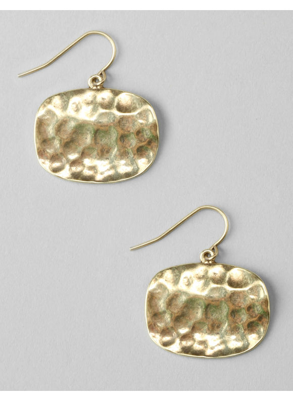 Catherines Womens Plus Size Hammered Disc Drop Silvertone Earrings  Size One