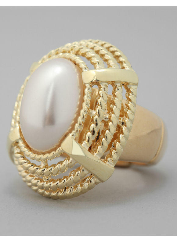 Catherines Womens Plus Size Oval Faux Pearl Dome Ring  Size One Size
