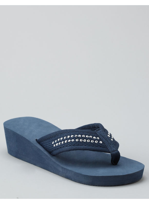 Catherines Women's Plus Size/Navy Nailhead Studded Flip-Flops - Size XL (11W-
