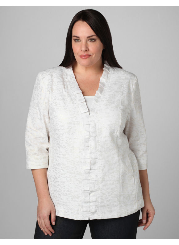 Catherines Women's Plus Size/Ivory Pleats-Be-Neat Jacket - Size 1X