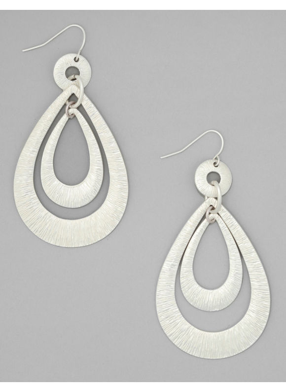 Catherines Womens Plus Size DoubleDip Open Silvertone Earrings  Size One Size