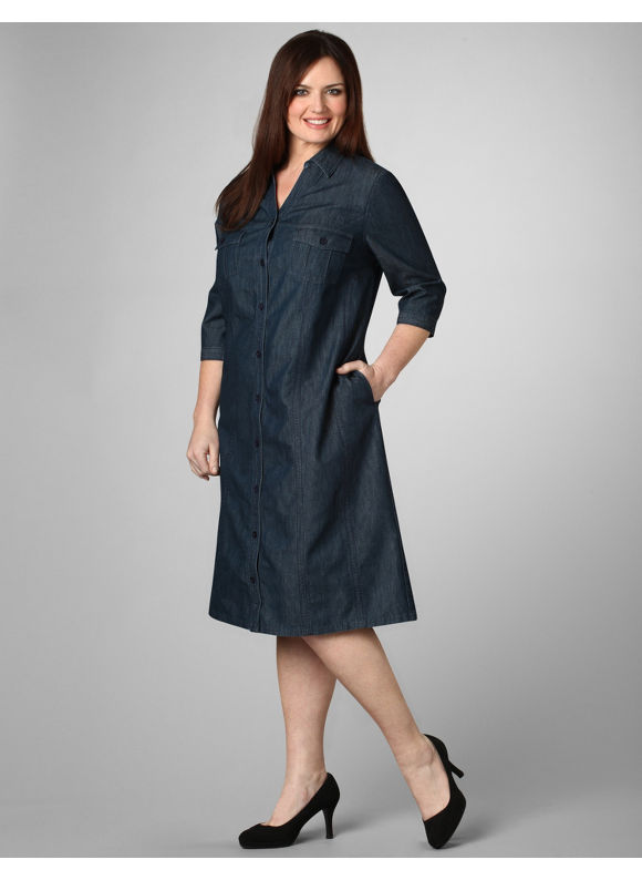 Catherines Women's Plus Size/Denim Mariners Shirtdress - Size 18W