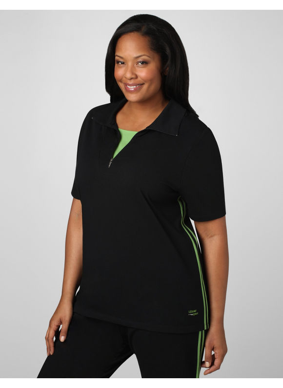 Women's Plus Size/Black Courtside Active Knit Polo