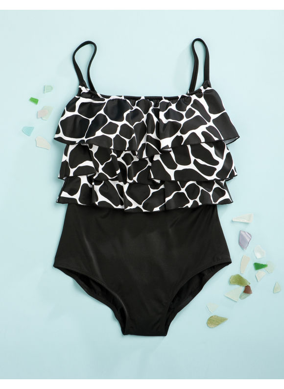 Catherines Womens Plus SizeBlack  White Savanna Swimsuit  Size 16W