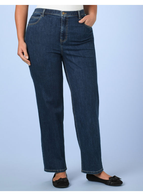 Pasazz.net Favorite -  Catherines Women's Plus Size/Dark Stonewash Right Fit Straight Jeans