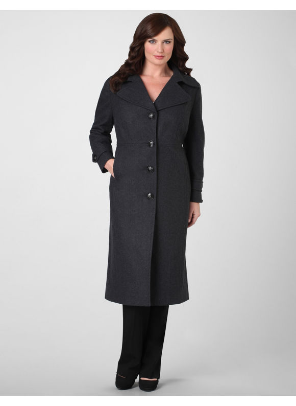 Women's Plus Size/Heather Grey Classic Wool Empire Coat