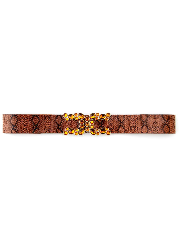 Catherines /Natural Jeweled Snake Print Belt