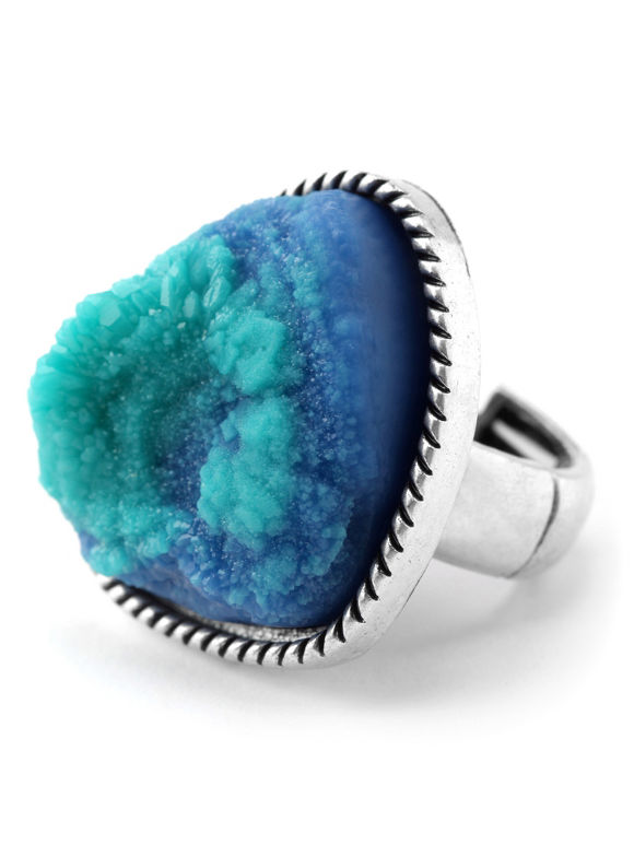 Bright Blue Crystal Rock Ring
