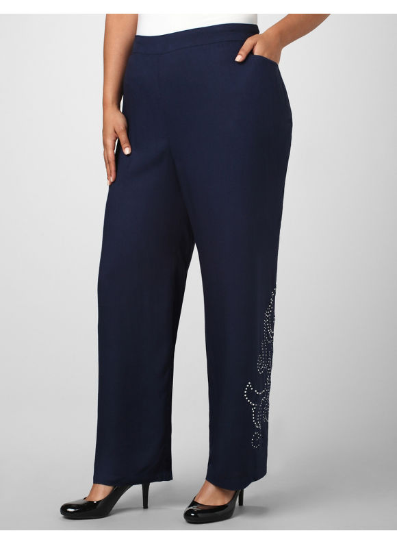 Pasazz.net Favorite - Catherines Women's Plus Size/Dark Blue Crystal Swirl Pant - Size 1X,