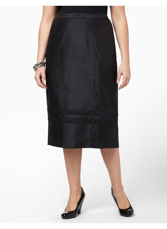 Catherines Womens Plus Size/Black Shantung Ruffle Skirt - Size 16W,