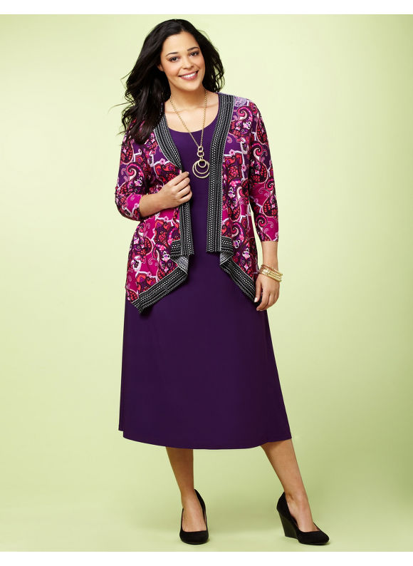 Pasazz.net Favorite - Plus Size Paisley Enchant Jacket Dress Catherines Women's Size 0X,