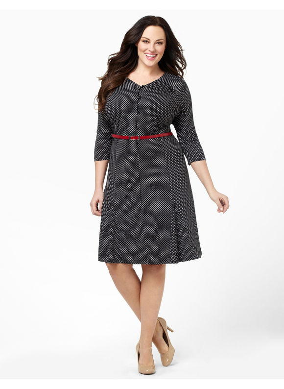 Catherines Women's Plus Size/Black On The Dot Dress