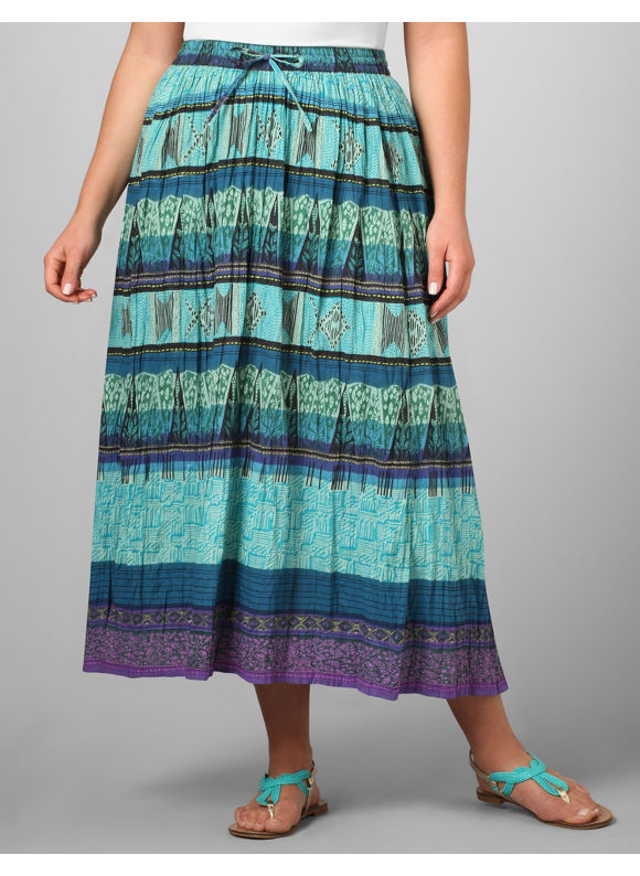 Women's Plus Size Sumatra Ink Blue Ikat Skirt
