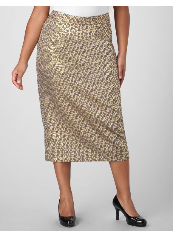 Catherines Women's Plus Size/Gold Tone Infinity Metallic Skirt
