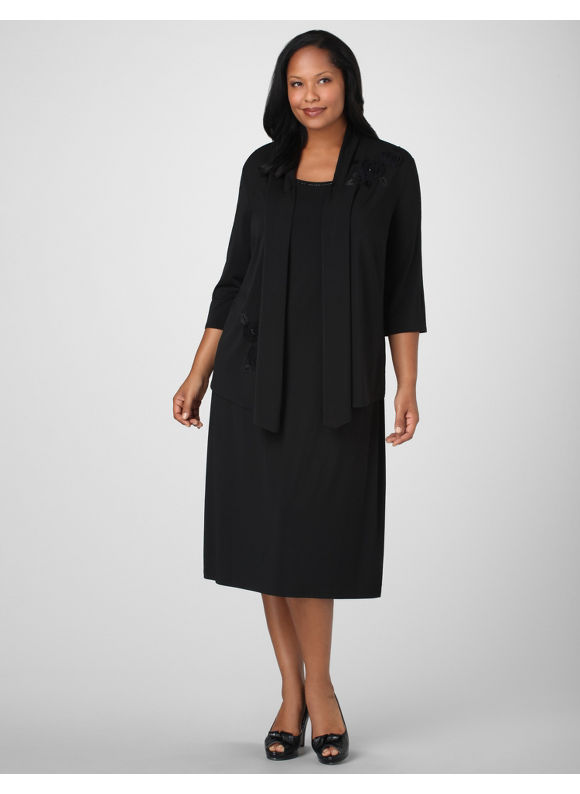 Women's Plus Size/Black Lucinda Beaded Jacket Dress