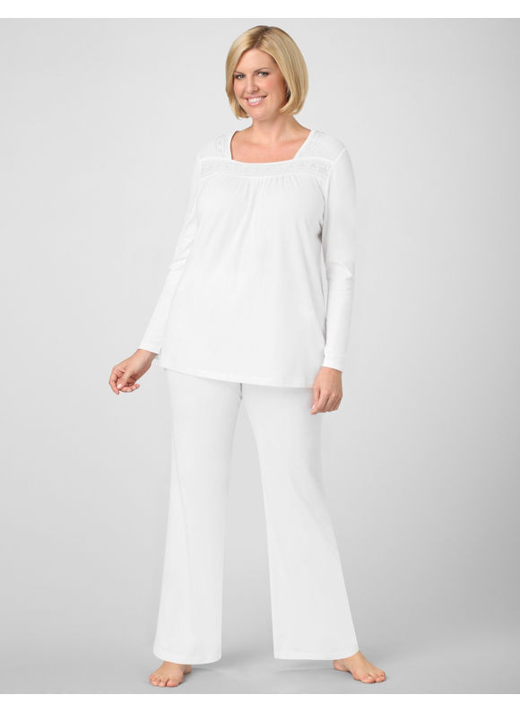  Women's Plus Size/White Silver Threads Pajamas