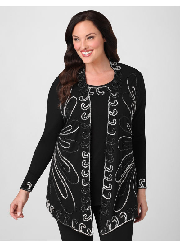 Catherines Women's Plus Size/Black Gala Cardigan - Size 3X