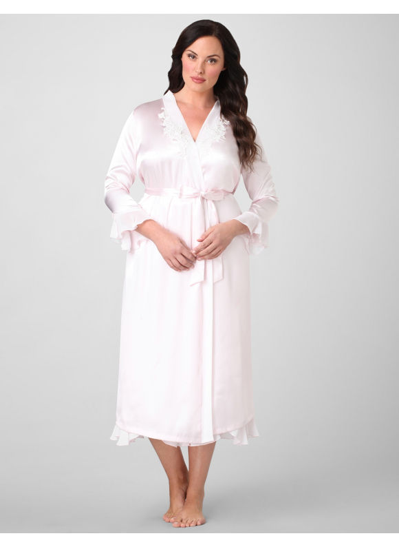 Women's Plus Size/Blush Pink Moonlit Satin Long Robe