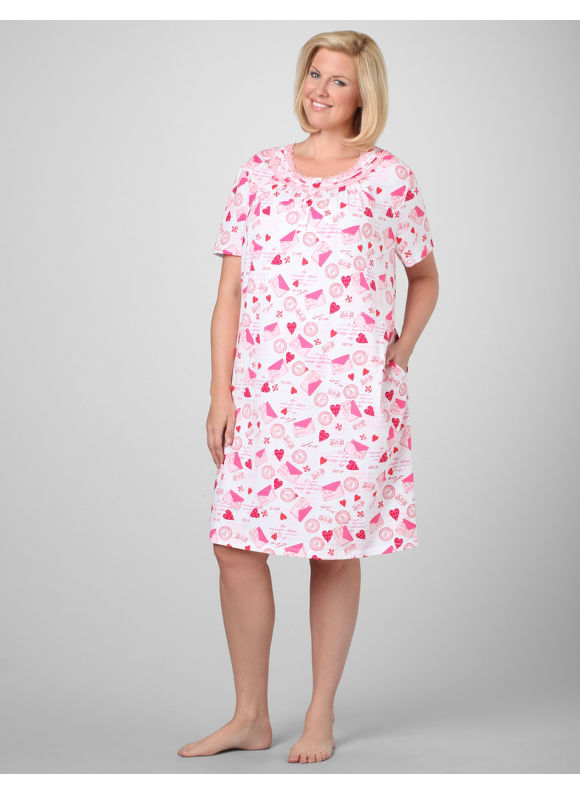 Catherines Women's Plus Size/White Vintage Valentine Sleepshirt -