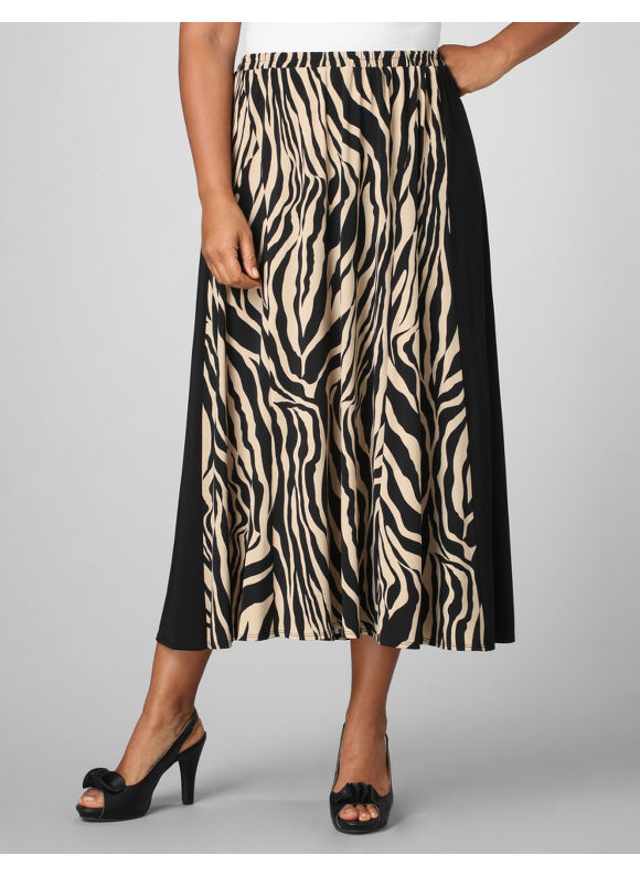Women's Plus Size/Black Zebra Stripe Skirt