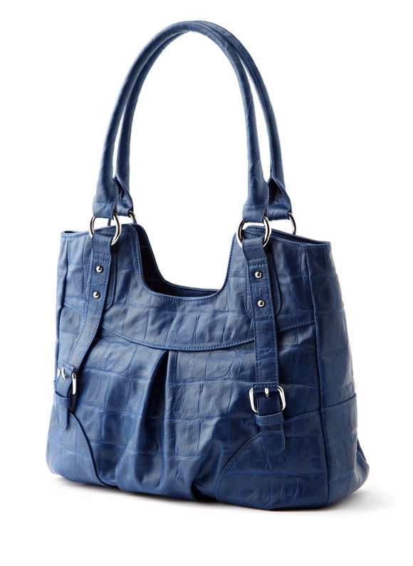 Blue Mock Croc Handbag