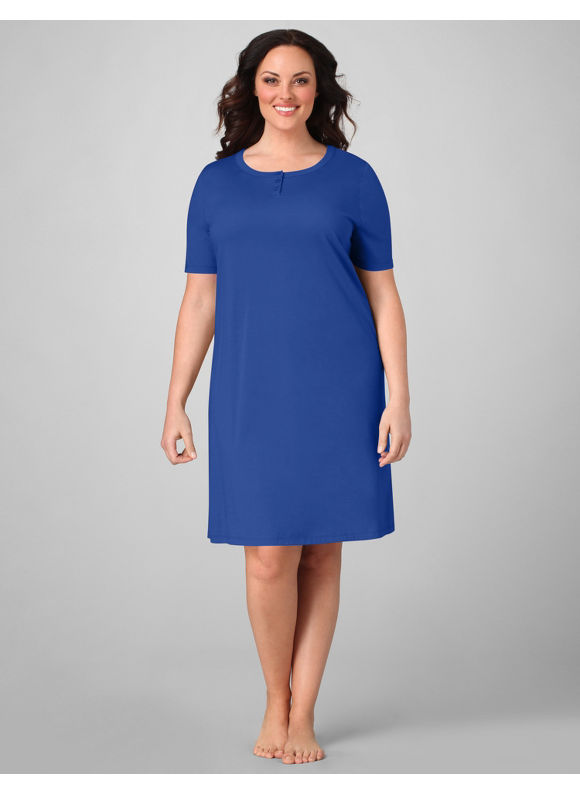 Pasazz.net Favorite - Catherines Women's Plus Size/Dark Blue Dreamy Short-Sleeve Sleepshirt