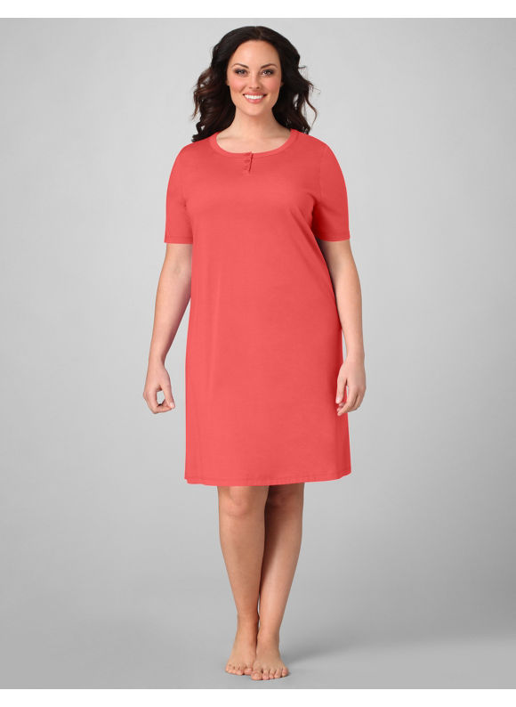 Pasazz.net Favorite - Catherines Women's Plus Size/Coral Dreamy Short-Sleeve Sleepshirt -
