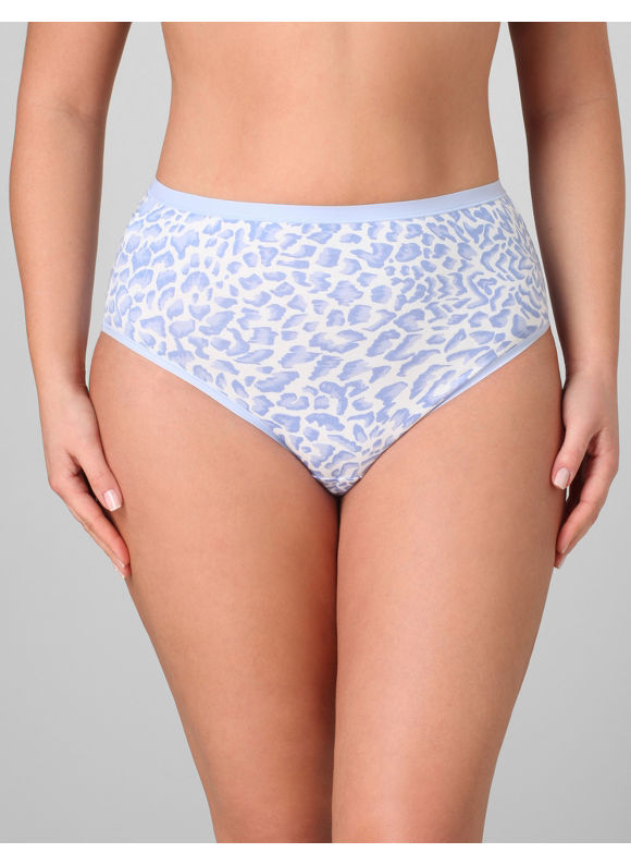 Pasazz.net Favorite - Catherines Women's Plus Size/White Periwinkle Cotton Hi-Cut Panty -