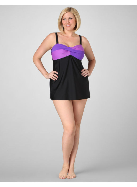 Catherines Women's Plus Size/Purple Beach Plum Swimdress - Size 24W