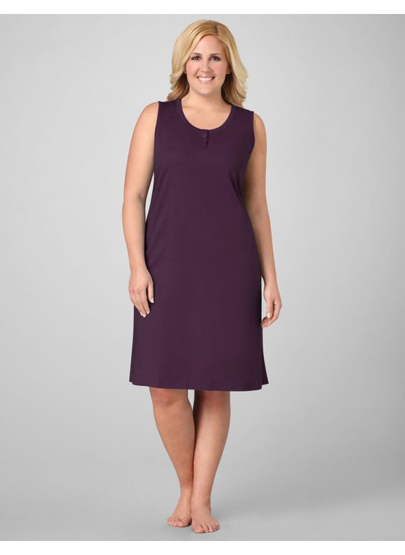 Catherines Women's Plus Size/Dark Plum Dreamy Sleeveless Sleepshirt