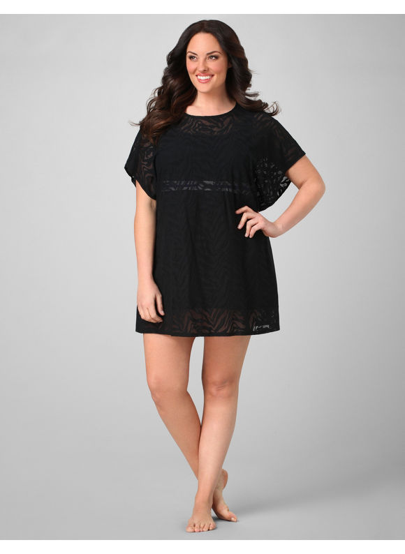 Pasazz.net Favorite - Catherines Women's Plus Size/Black Zebra Mesh Cover-Up - Size 1X,2X,