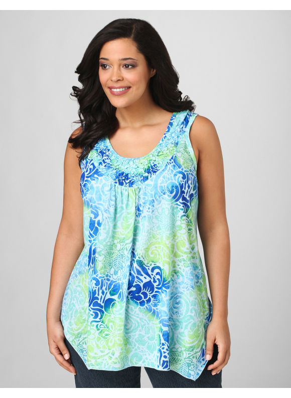 Pasazz.net Favorite - Catherines Women's Plus Size/White, Orchid Pink Euphoria Tank - Size