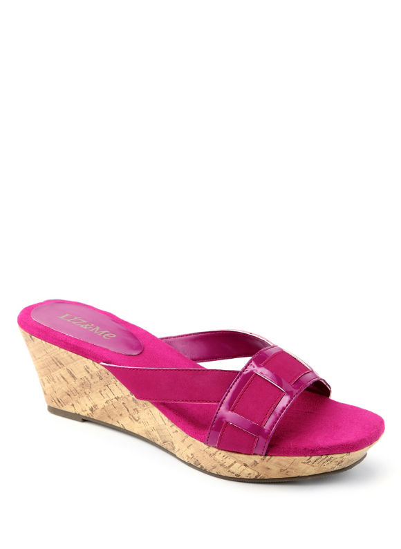 Catherines Women's Plus Size/Purple Belted Wedge Slide Sandal
