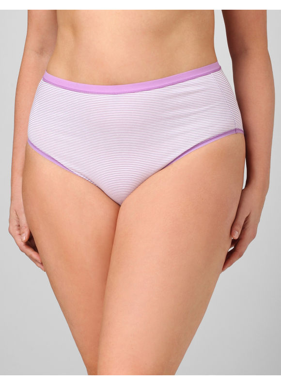 Pasazz.net Favorite - Catherines Women's Plus Size/White Pinstripes Cotton Hi-Cut Panty -