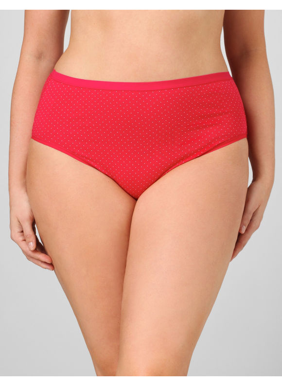 Pasazz.net Favorite - Catherines Women's Plus Size/Crimson Red Pindot Cotton Hi-Cut Panty -