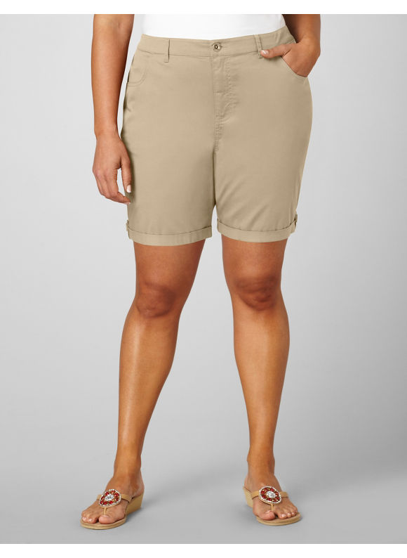 Pasazz.net Favorite - Catherines Women's Plus Size/Soft Tan Tabbed Bermuda Shorts - Size 20W