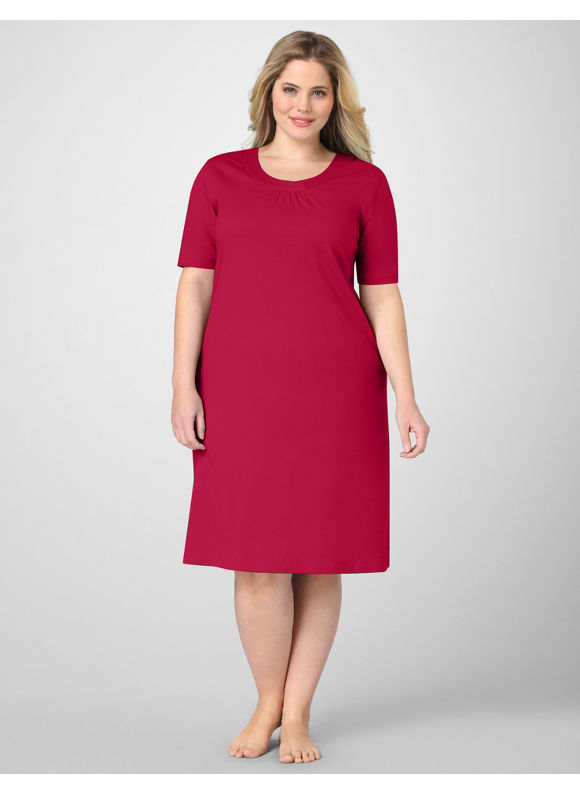Pasazz.net Favorite - Catherines Women's Plus Size/Cerise Pink Rest Softly Short-Sleeve