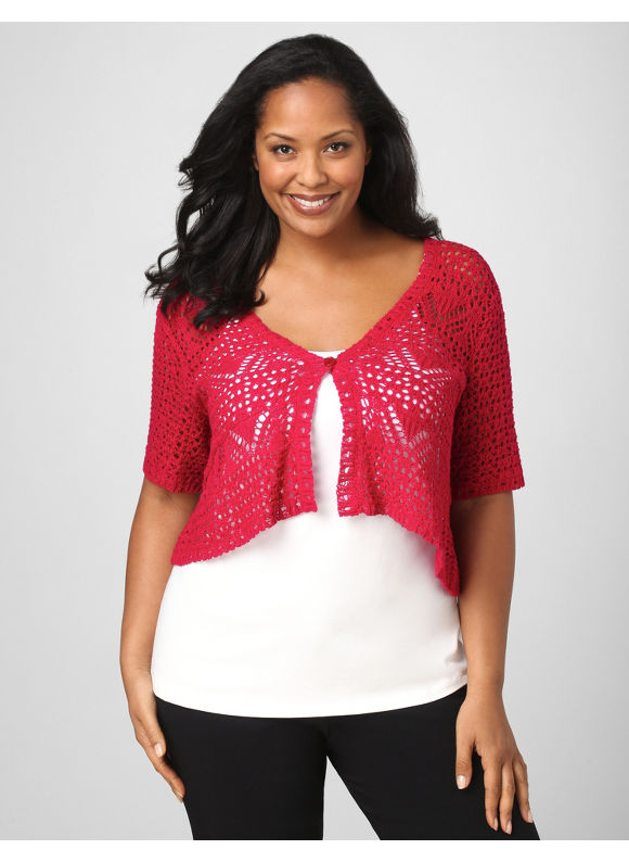 Plus Size/Cerise Pink Crochet Shrug - Size 3X - Plus Size Clothes Shop