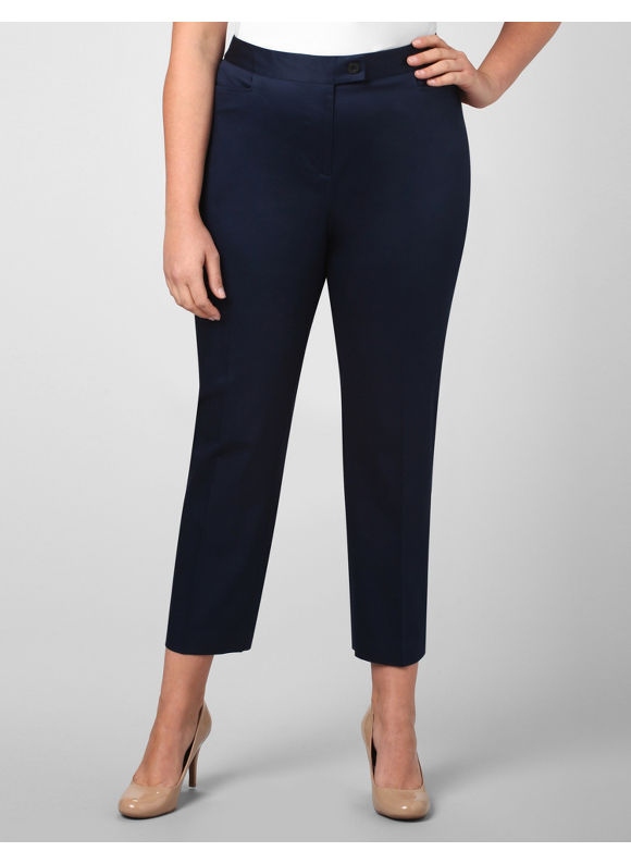 Pasazz.net Favorite - Catherines Women's Plus Size/Dark Blue Cropped Sateen Pant - Size 22W