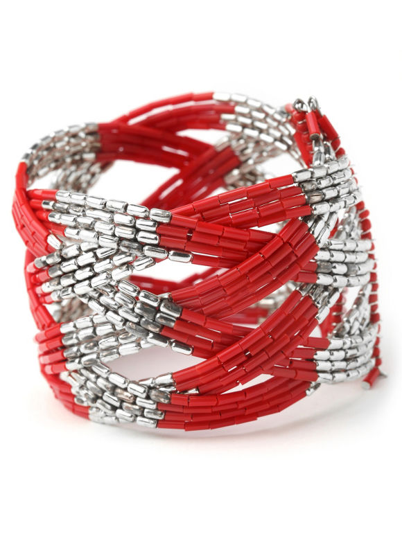 Catherines Women's Plus Size/Red Seed Bead Bracelet