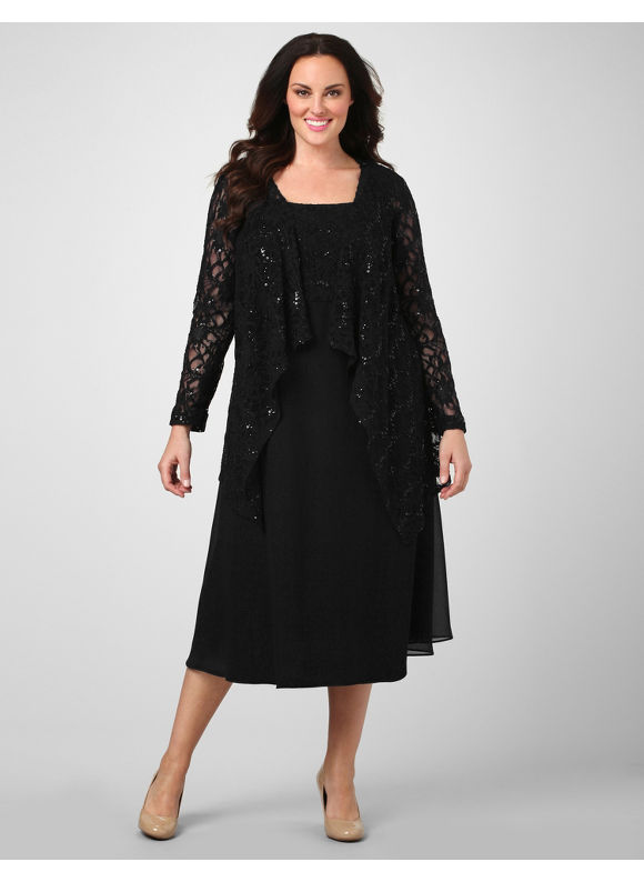 Pasazz.net Favorite - Catherines Women's Plus Size/Black Lace Enchantment Jacket Dress -