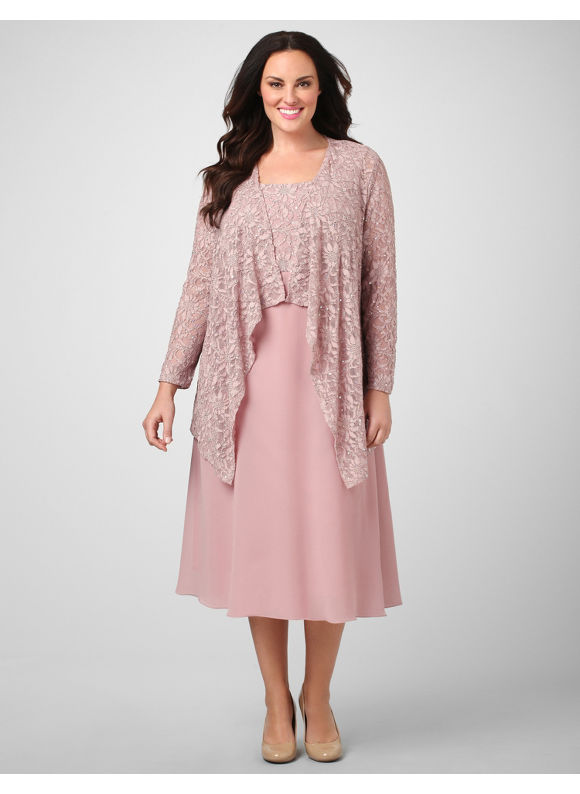 Pasazz.net Favorite - Catherines Women's Plus Size/Magenta Lace Enchantment Jacket Dress -