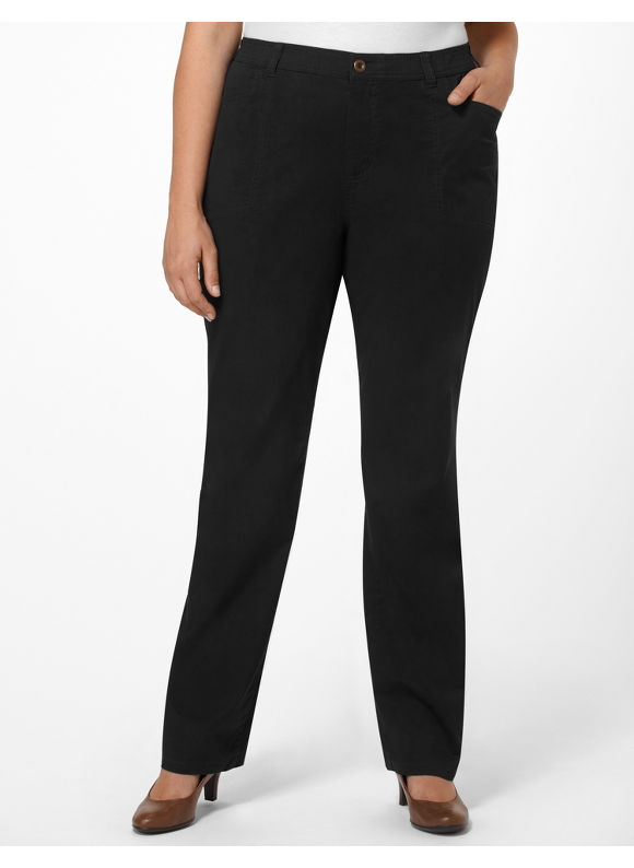 Catherines Womens Plus Size/Black Stretch Twill Pant - Size 24W
