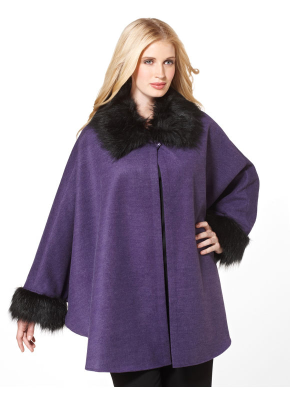 Catherines Women's Plus Size/Purple Wool Capelet Jacket - Size 0X