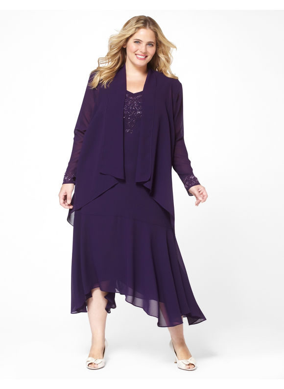 Catherines Women's Plus SizePurple Pure Grace Jacket Dress - Size 24W